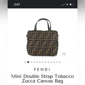 🔥 Fendi Mini Double Strap Tobacco Zucca  Canvas Tote